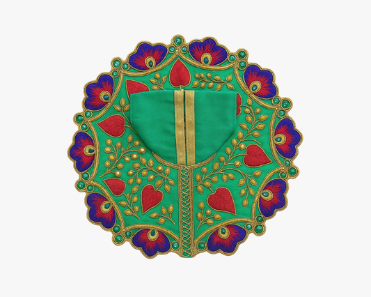 Green Designer Dress with Peacock Motif for kanha ji Lordkart