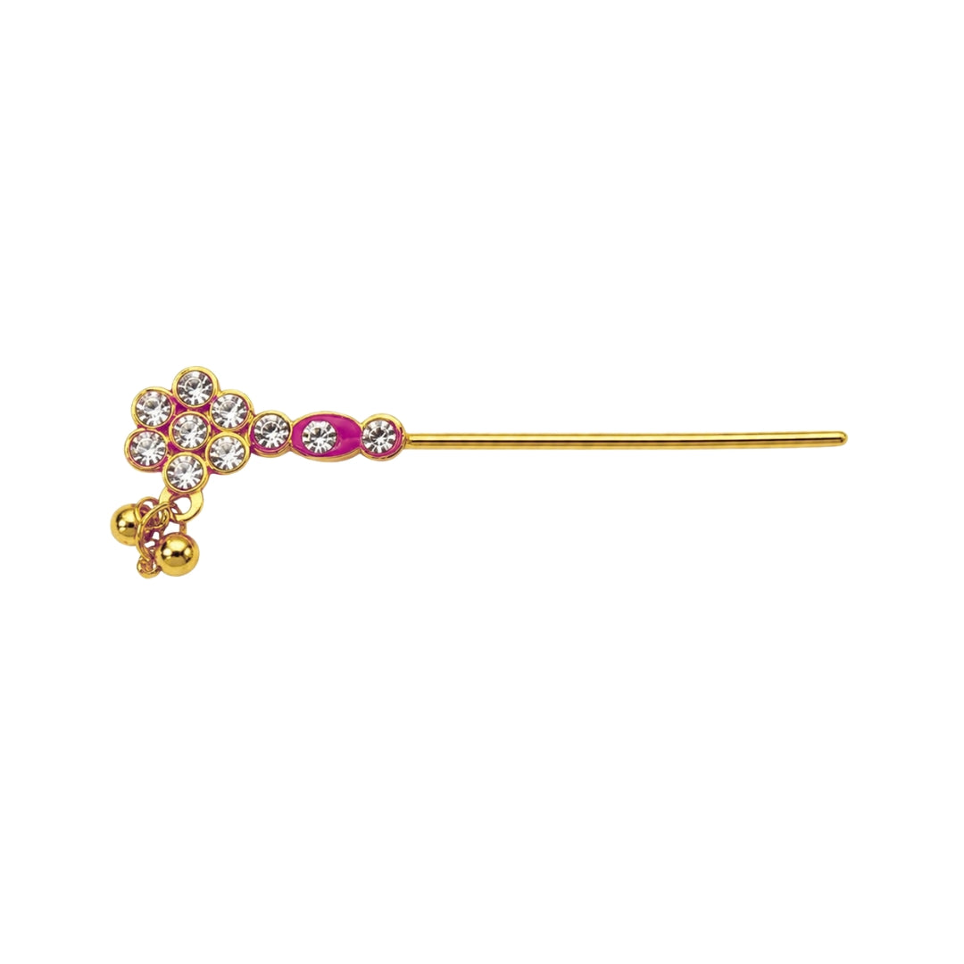 Premium Pink Color Laddu Gopal Bansuri with Stone and Golden Finish