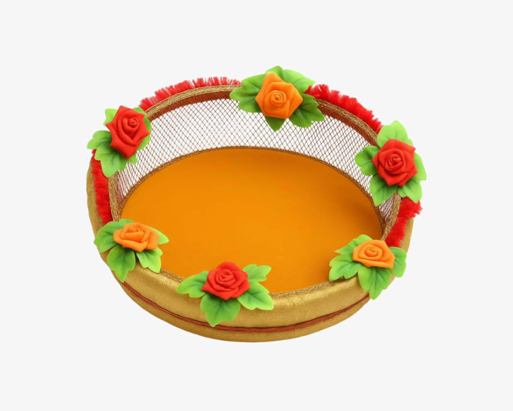 Handcrafted Yellow Flower Tokri for Laddu Gopal Lordkart