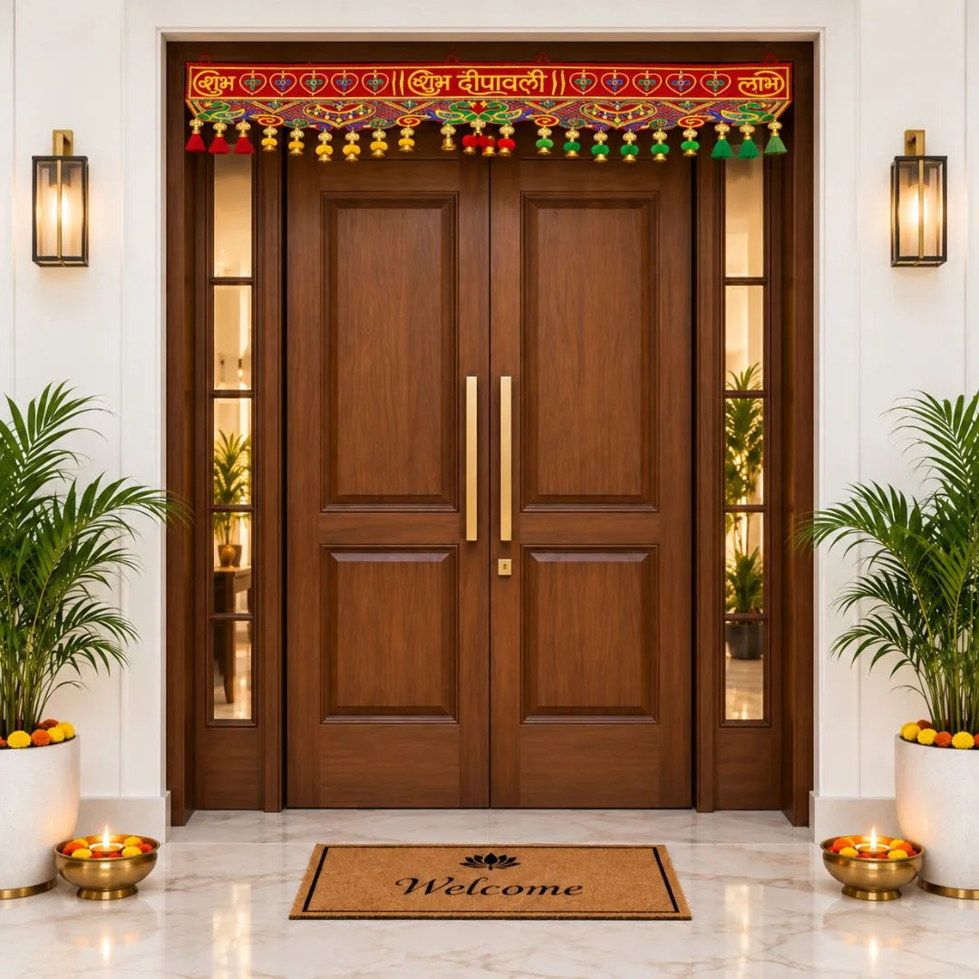 Premium Shubh Deepawali Door Toran with Hanging Bells & Colorful Tassels
