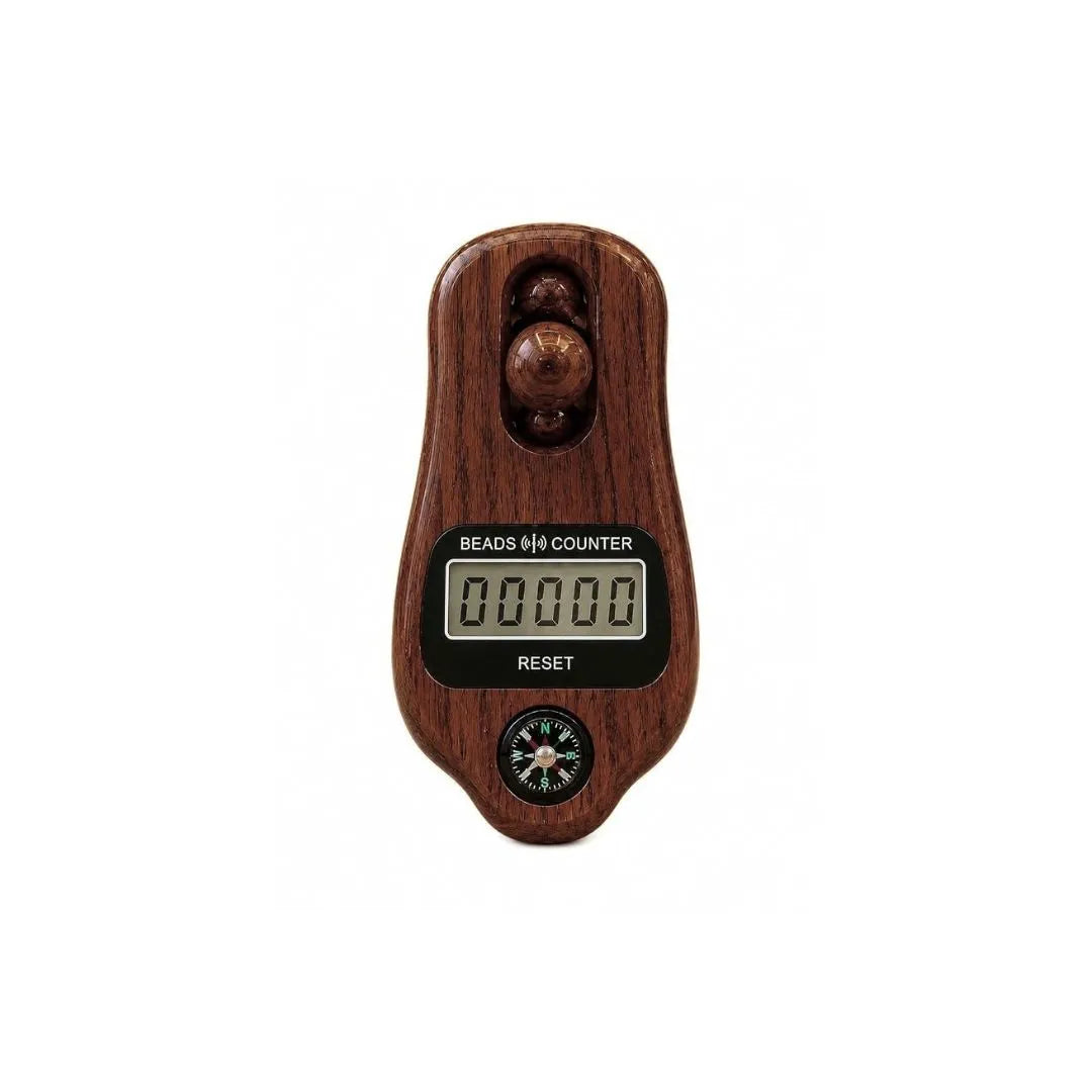 Digital Wooden-Style Prayer Beads Tally Counter with Compass