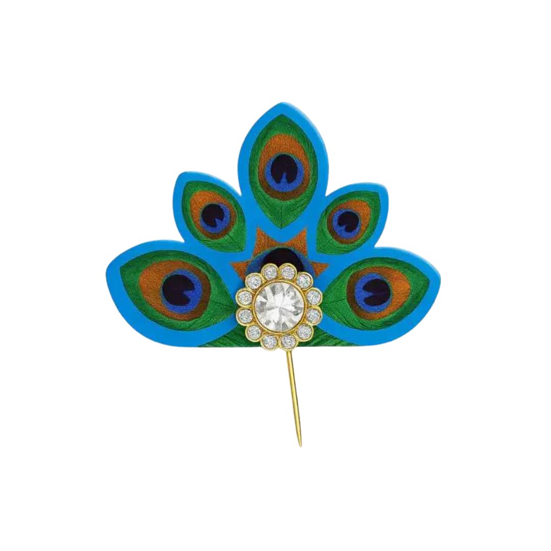 Blue Peacock Feather Design Kalangi for Laddu Gopal
