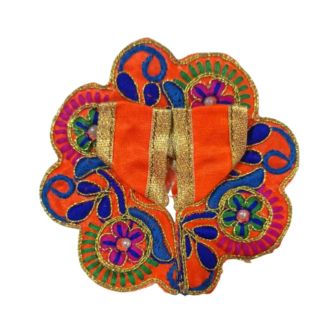 Vibrant Orange Floral Embroidered Laddu Gopal Poshak (Size 0)