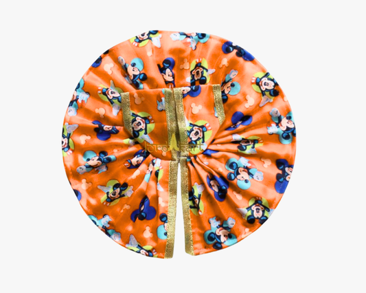 Mickey Mouse Orange Silk Dress For Kanha Ji