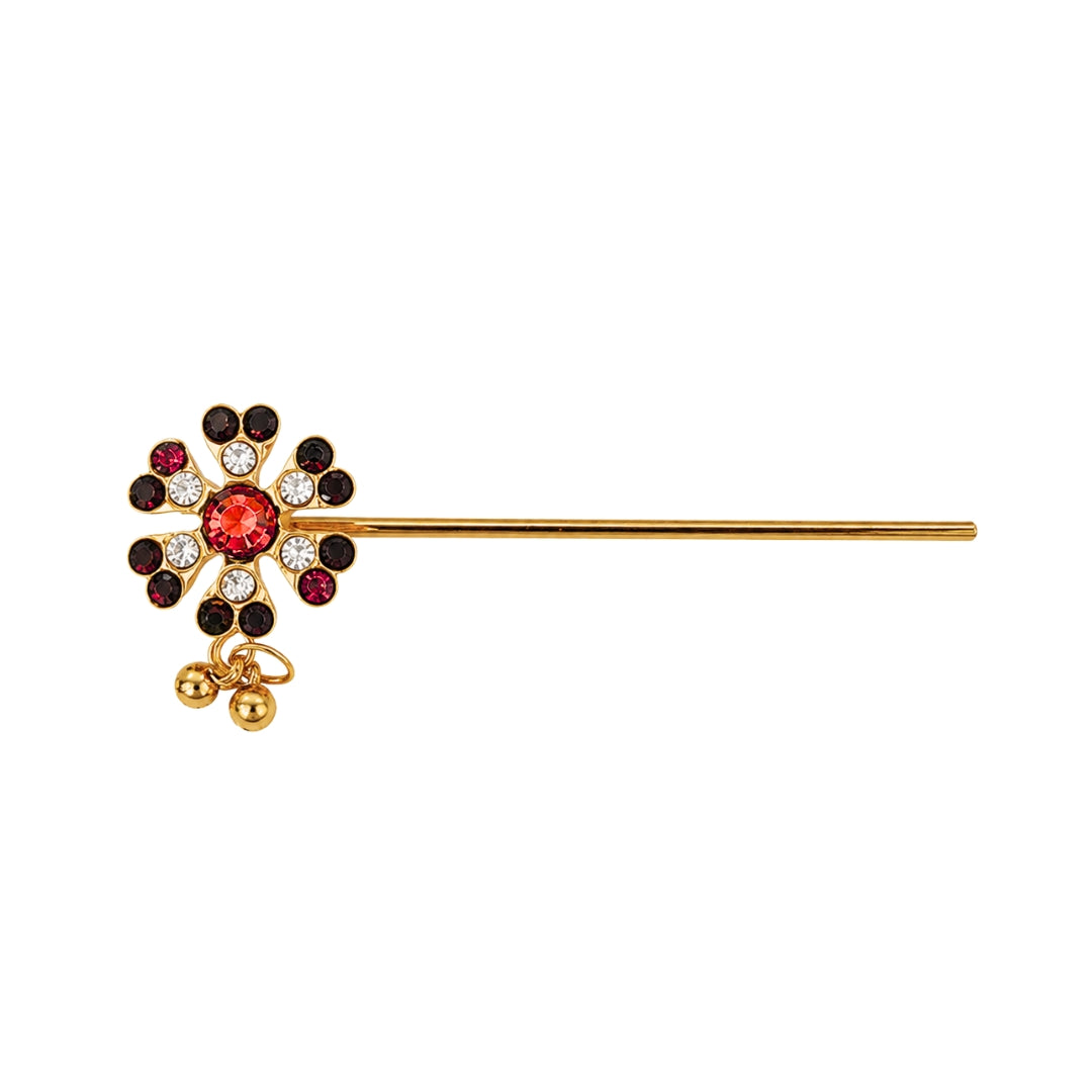 Red Stone Studded Laddu Gopal Bansuri Premium Golden Flute