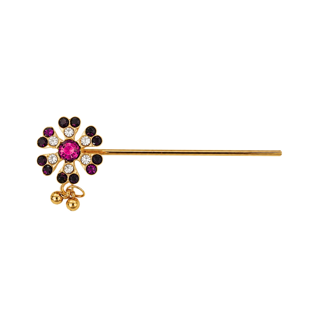 Pink Stone Designer Laddu Gopal Bansuri Golden Flute for Krishna Idol