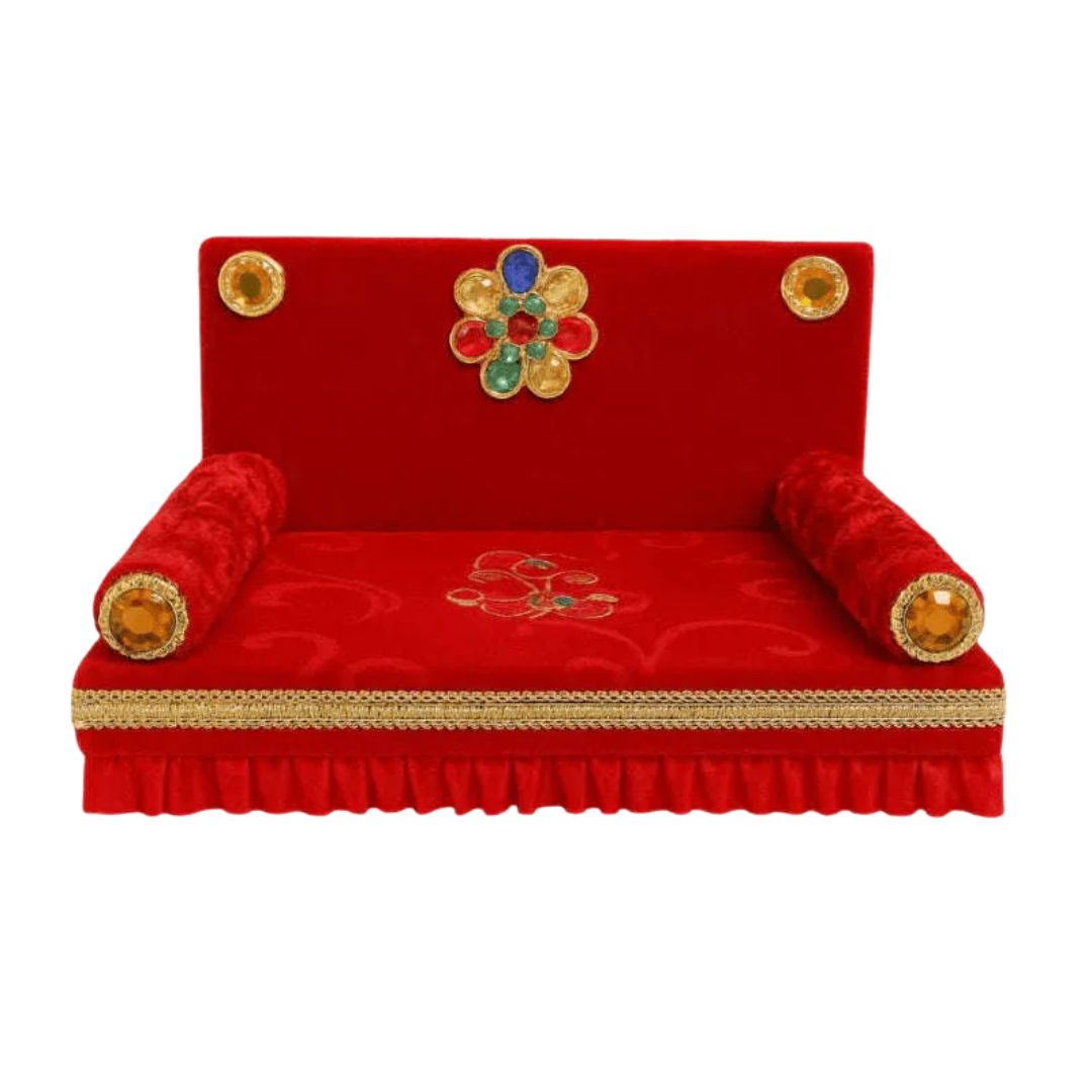 Beautiful Red Velvet Singhasan for Bal Gopal