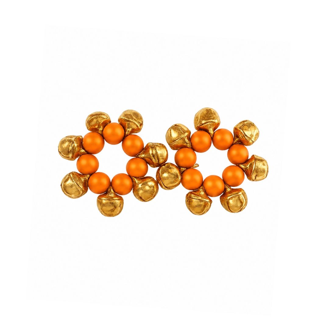 Designer Orange Beads Ghungroo Payal for Laddu Gopal (Size 3-6)