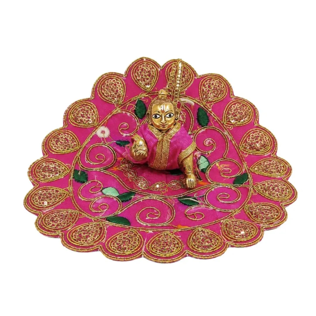 Pink Laddu Gopal Heavy Dress Designer Kanha Ji Poshak