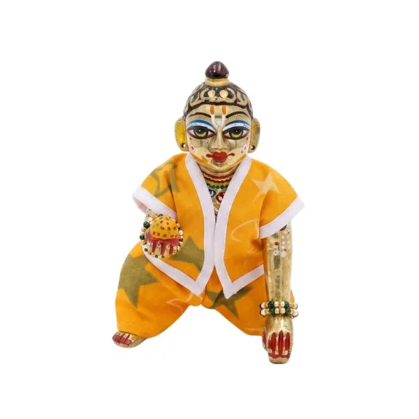 Star Printed Yellow Summer Night Dress for Kanha Ji