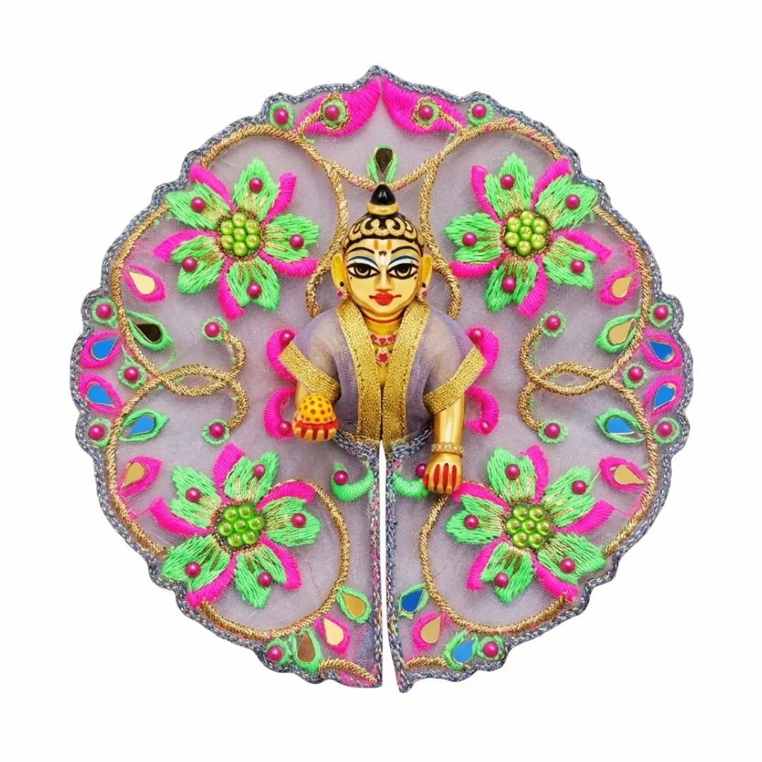 Designer Floral Embroidered Transparent Dress for Laddu Gopal ji