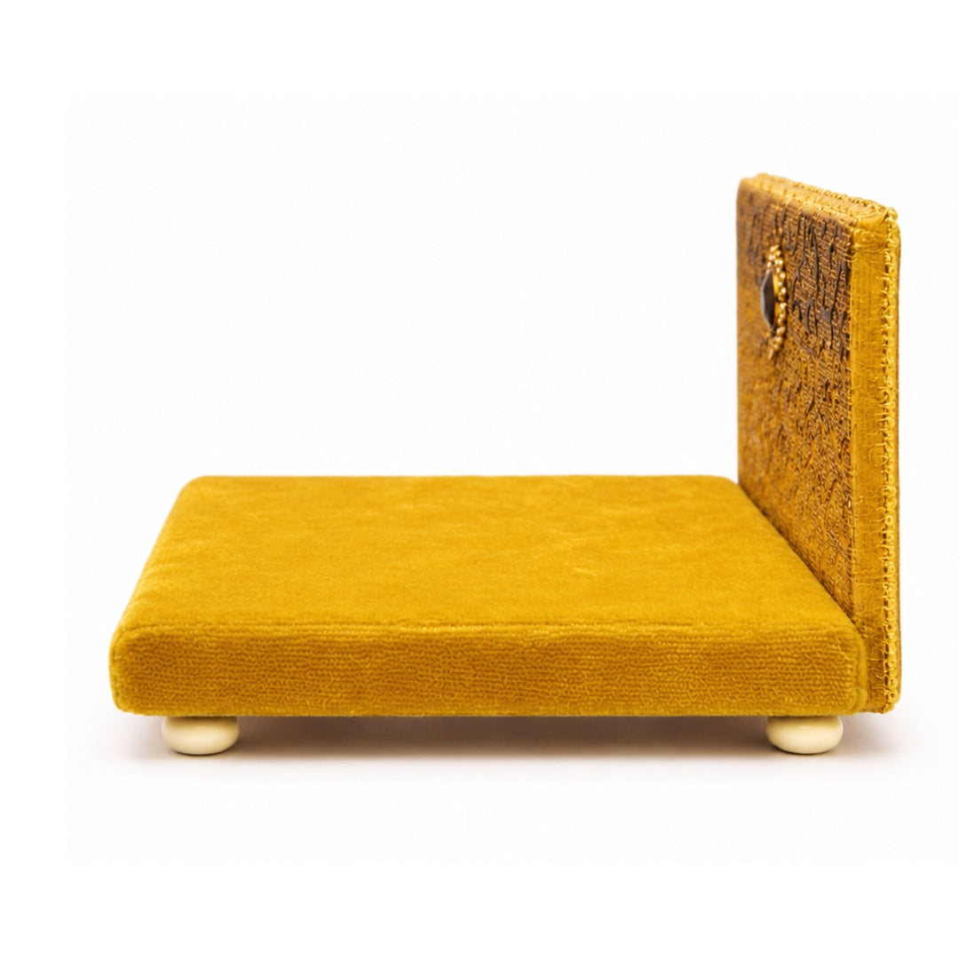 Beautiful Yellow Velvet Singhasan for Laddu Gopal Ji Home Mandir