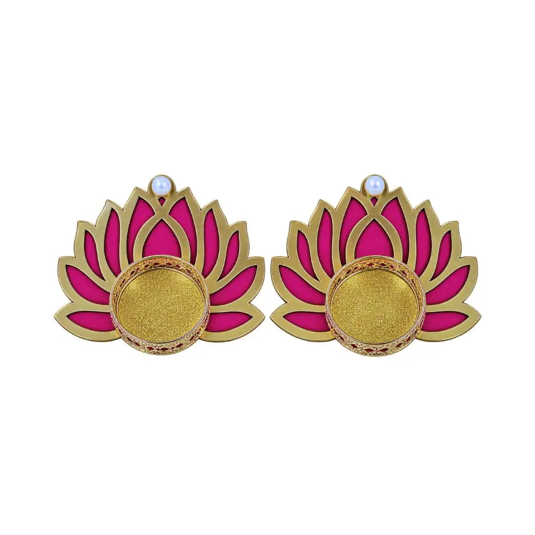 Handcrafted Lotus Tea Light Candle Holder Set of 2