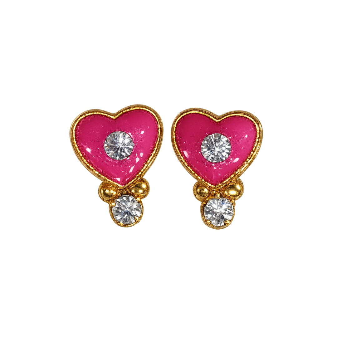 Premium Designer Pink Jarkan Stone Laddu Gopal Earring (Size 0-6)