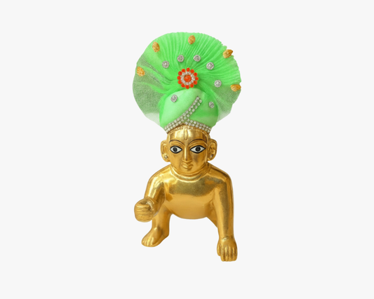 Zari and Stone Work Green Mukut for Bal Gopal Lordkart