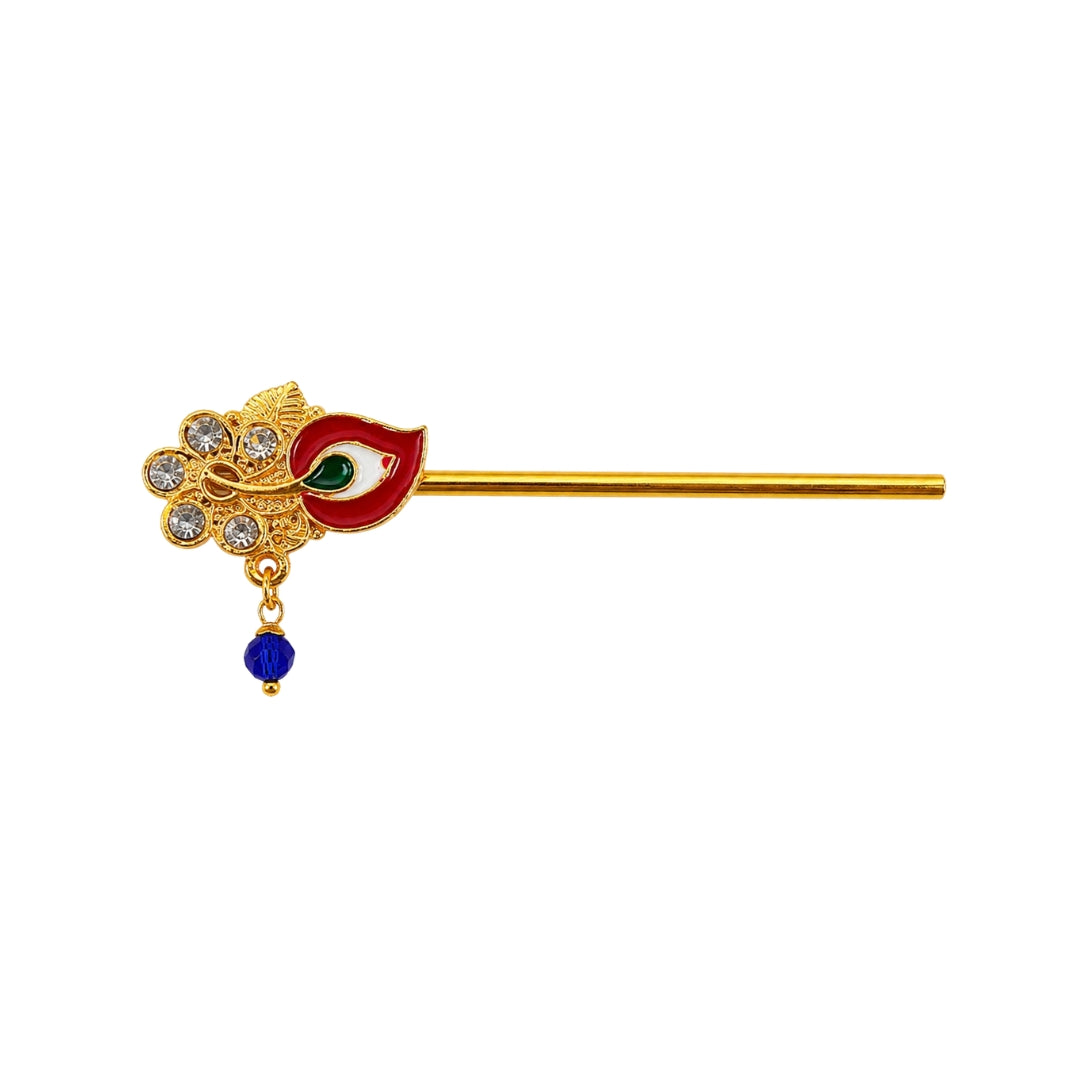 Classic Red and Green Designer Gold Flute for Laddu Gopal