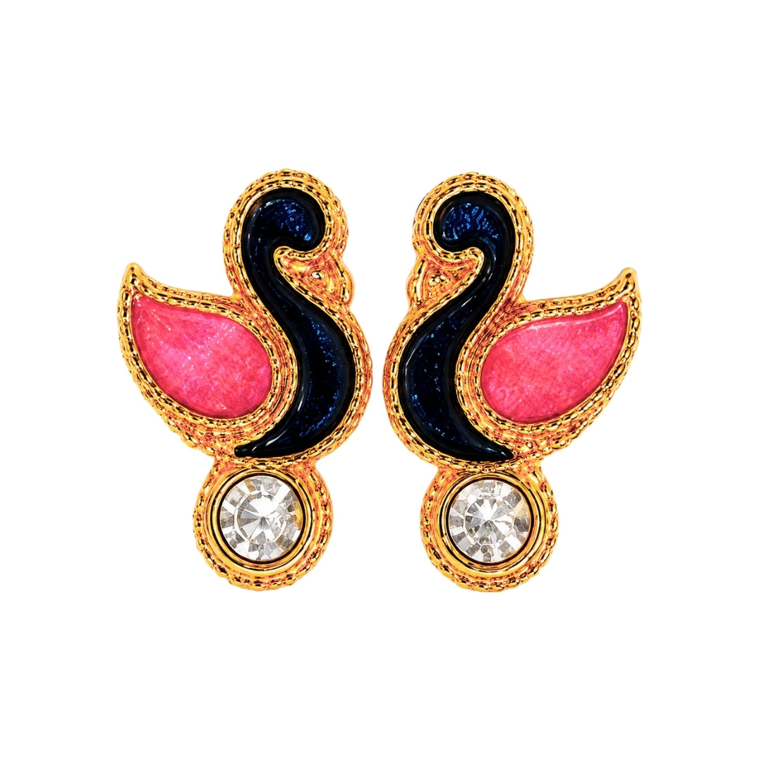 Designer Pink Color Peacock Style Laddu Gopal Earrings (Size 0-6)