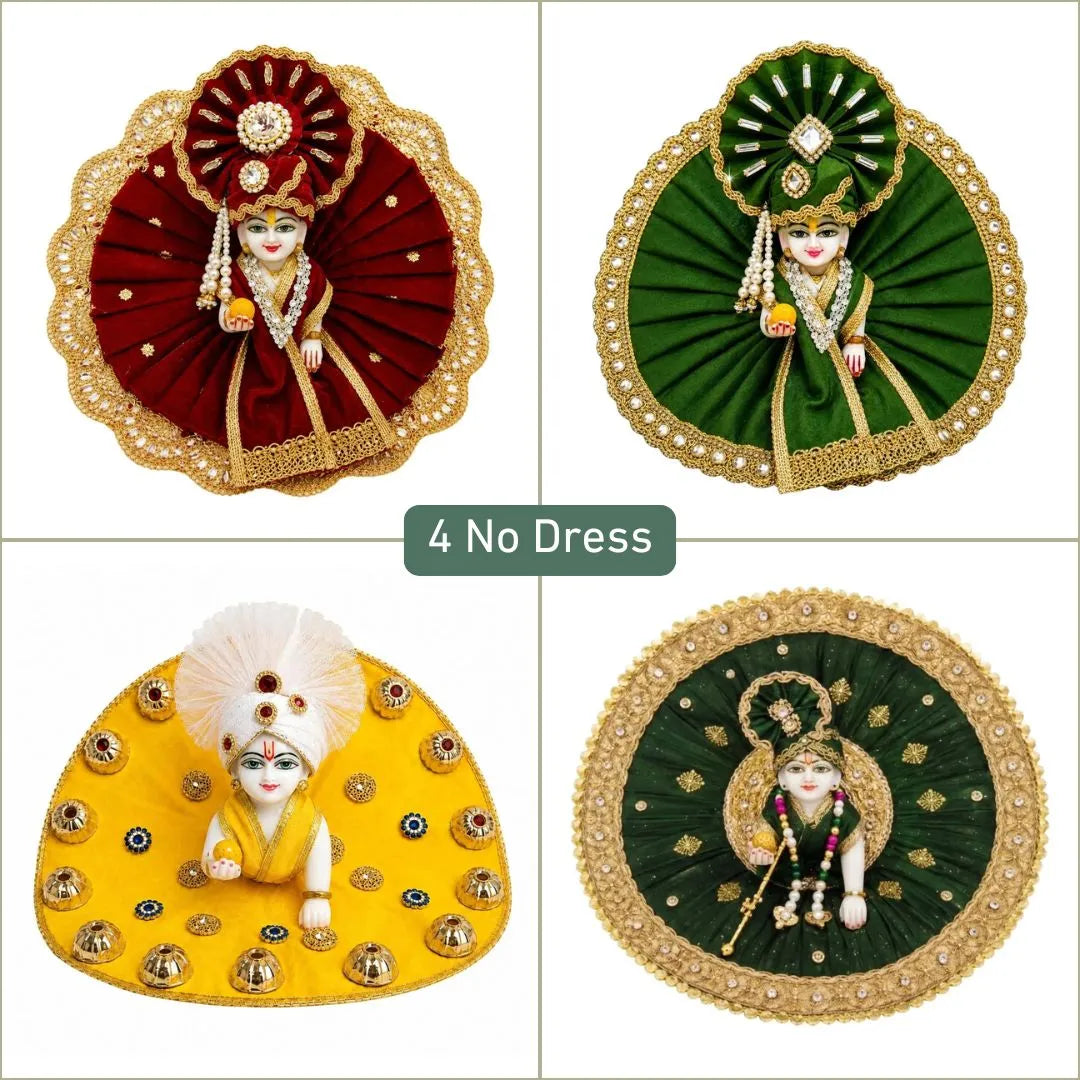 Designer Laddu Gopal Premium Heavy Dress Set Combo with Matching Mukut