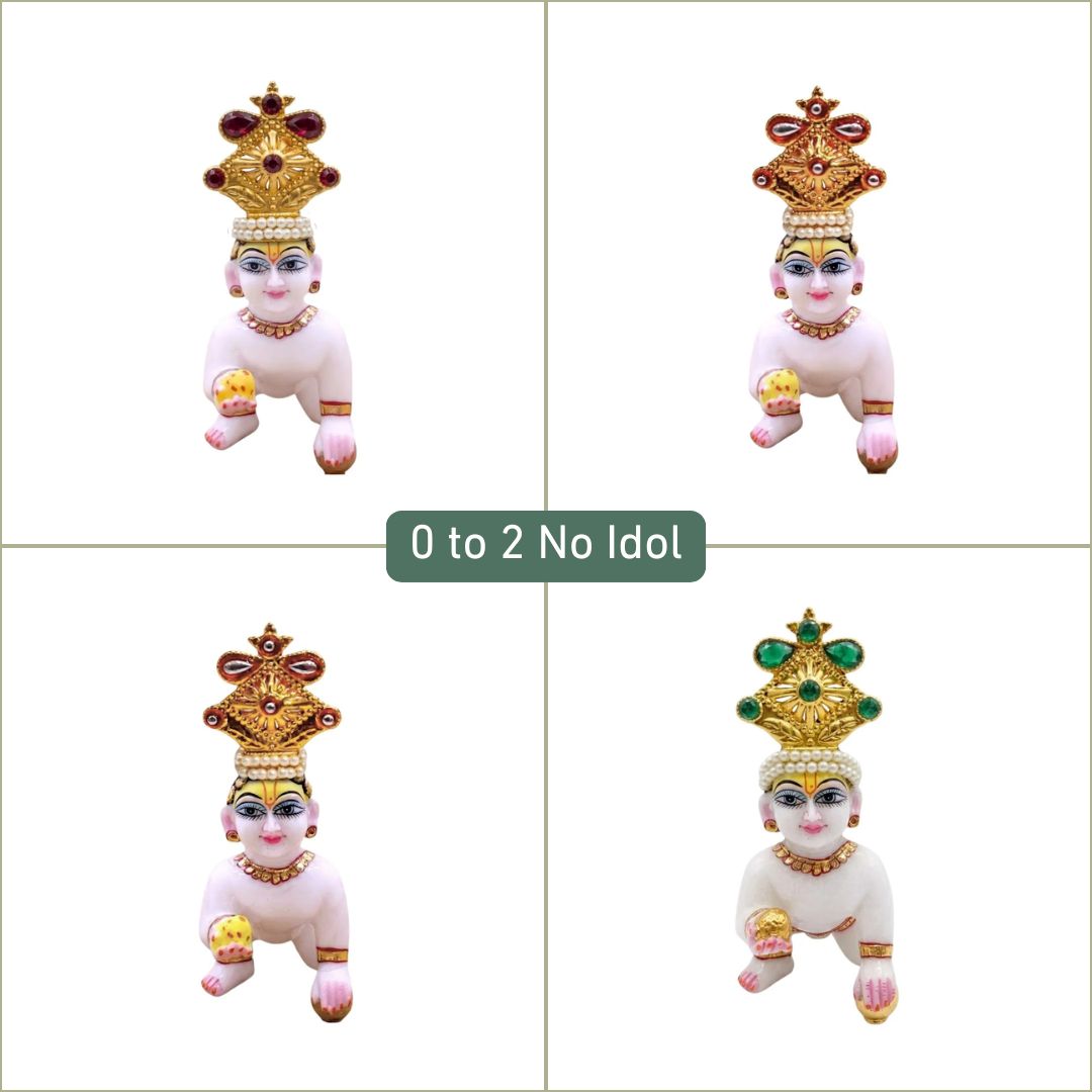 Laddu Gopal Adjustable Gold-Finish Mukut Combo (4-Piece Set)