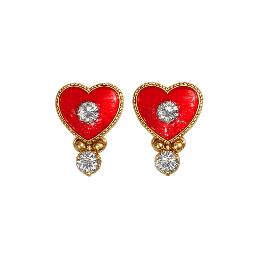 Premium Designer Red Jarkan Stone Laddu Gopal Earring (Size 0-6)