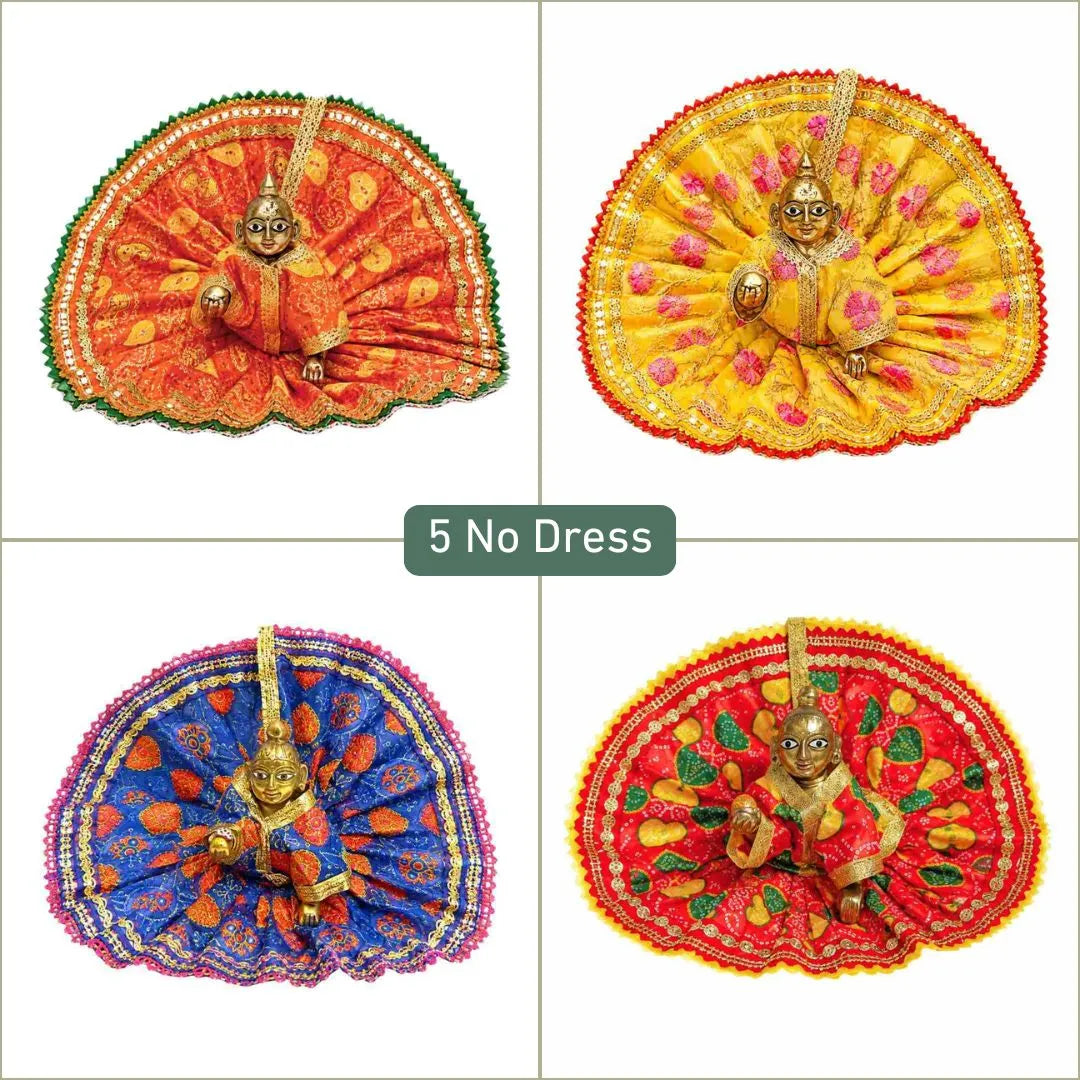 Multicolor Traditional Combo Poshak Size 5 for Laddu Gopal (Pack of 4)