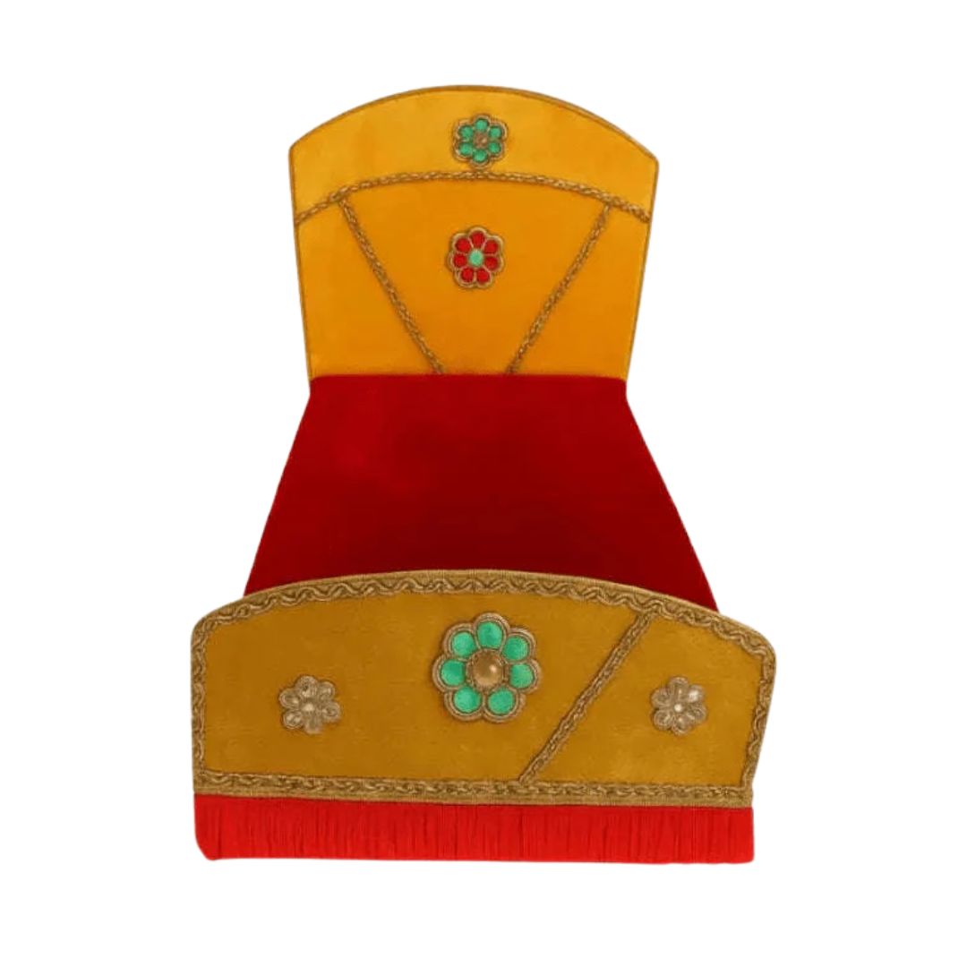 Beautiful Yellow & Red Velvet Bed for Laddu Gopal