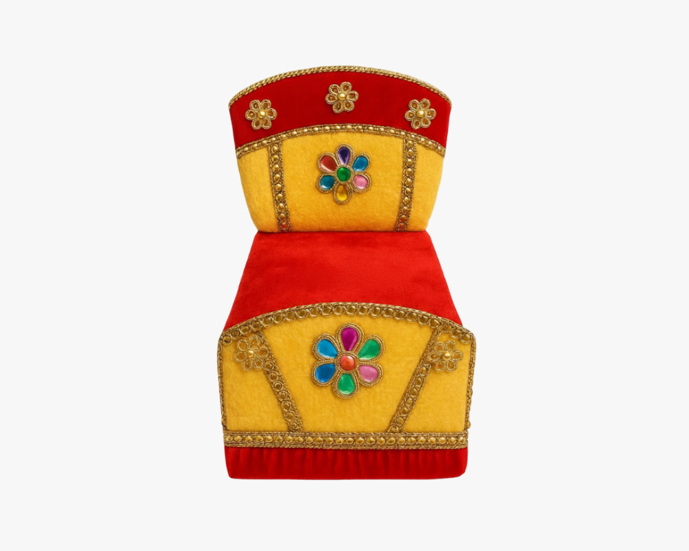 Red & Yellow Velvet Bed for Bal Gopal Lordkart