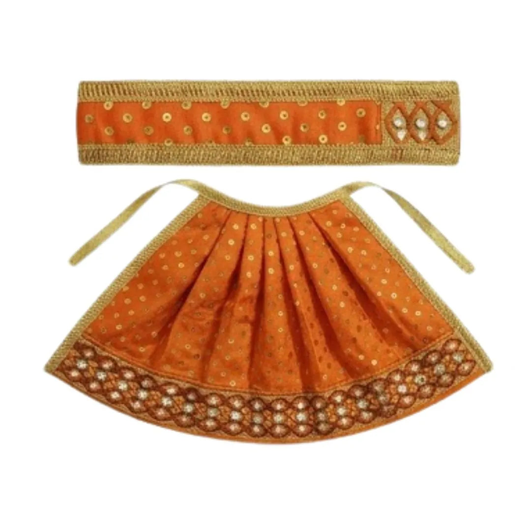 Fancy Orange Lehenga with Patka for Maa Durga