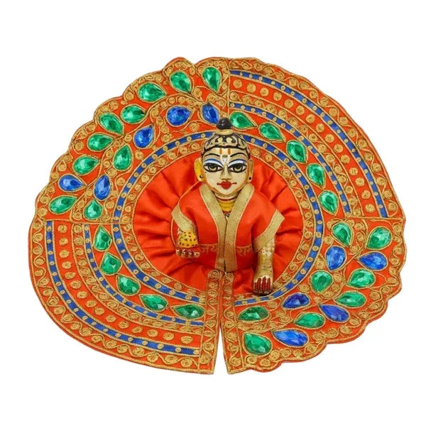 Meenakari Work Orange Laddu Gopal Fancy Dress