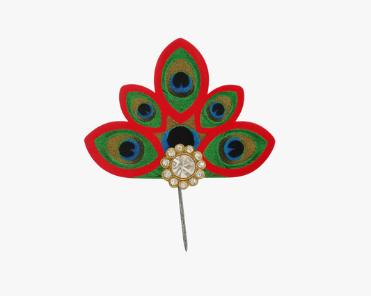 Red Peacock Feather Design Kalangi for Laddu Gopal