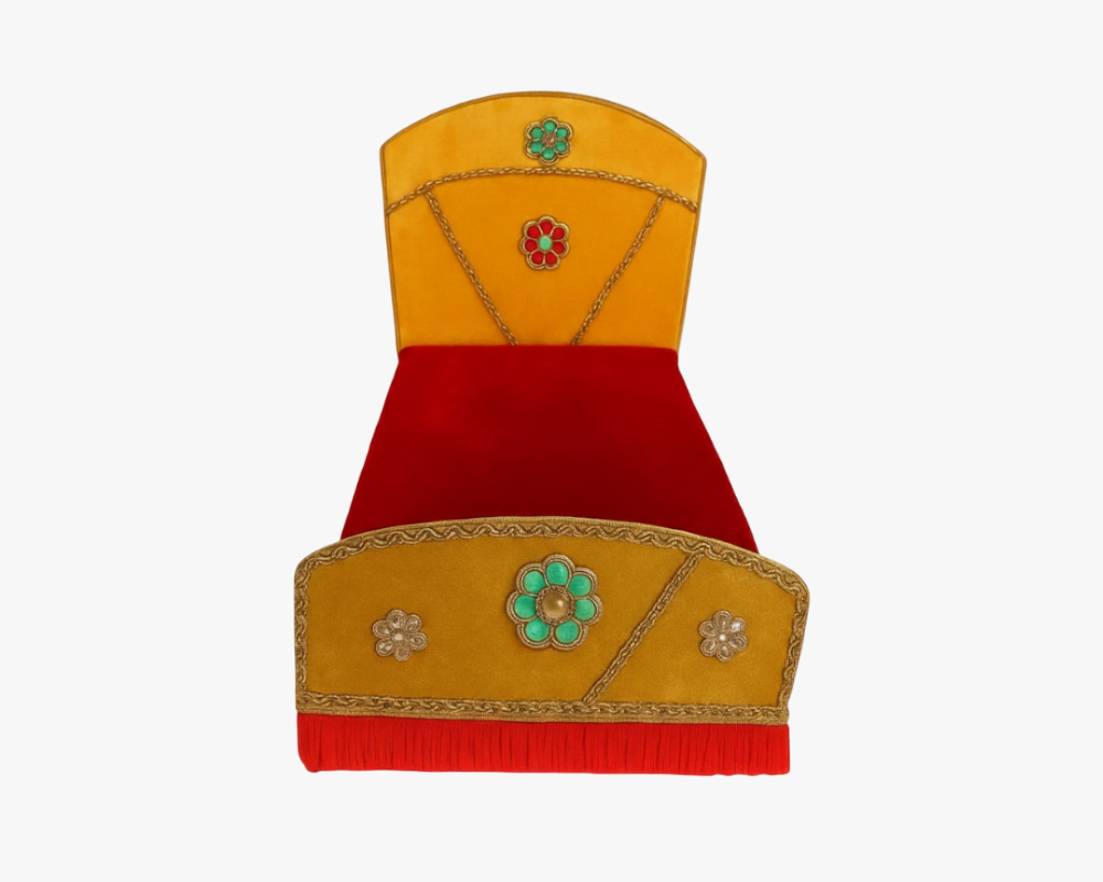 Beautiful Yellow & Red Velvet Bed for Laddu Gopal Lordkart
