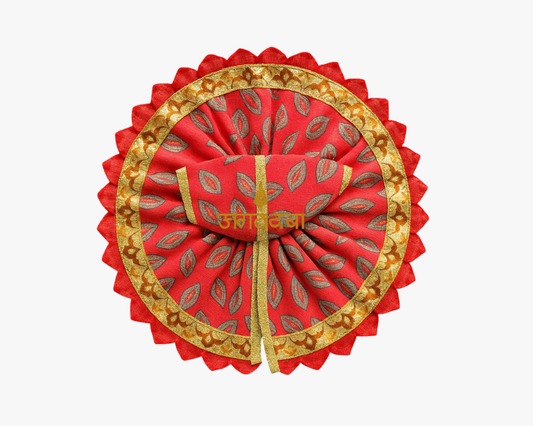 Leaf Printed Red Summer Poshak For Bal Gopal