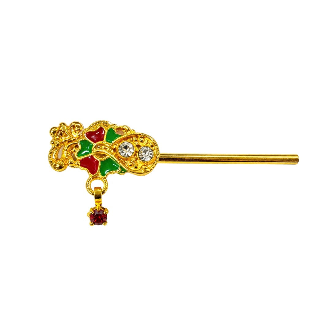 Decorative Green and Red Bal Gopal Flute ( Suitable for 0 to 1 No Idol )