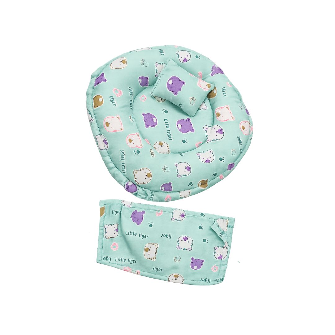 Cotton Round Shape Bed/Bister for Kanha Ji with 1 Pillows Quilt (Razai)