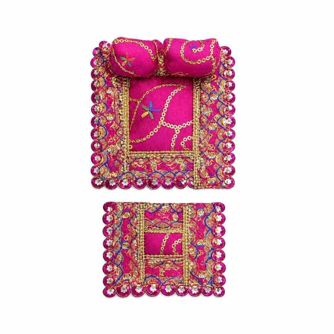 Decorative Pink Laddu Gopal Ji Bistar Set with Pillow & Chadar