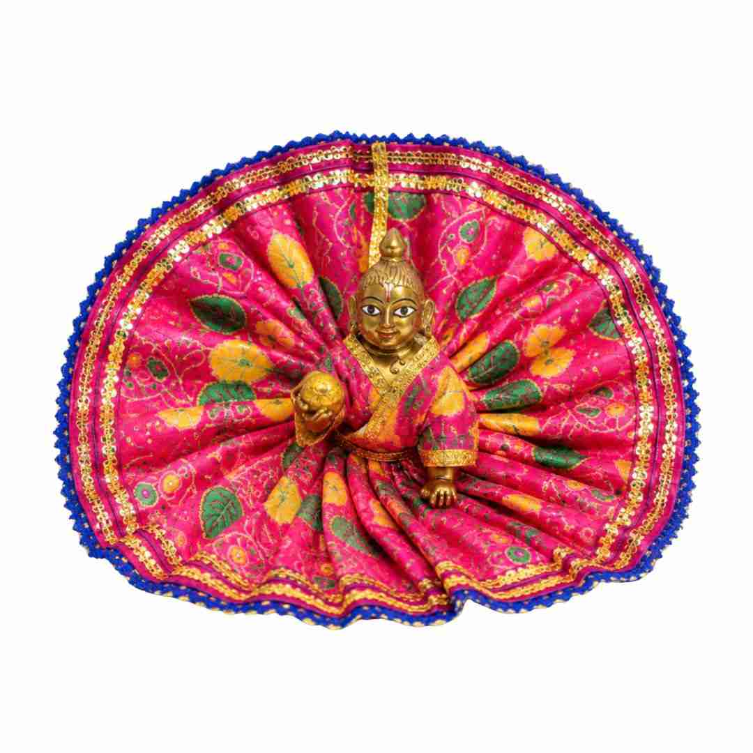 Beautiful Pink Laddu Gopal Summer Dress Printed Kanha Ji Cotton Poshak