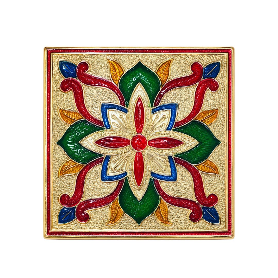 Colorful Lotus Design Laddu Gopal Aasan with Meenakari Style Work - Lordkart