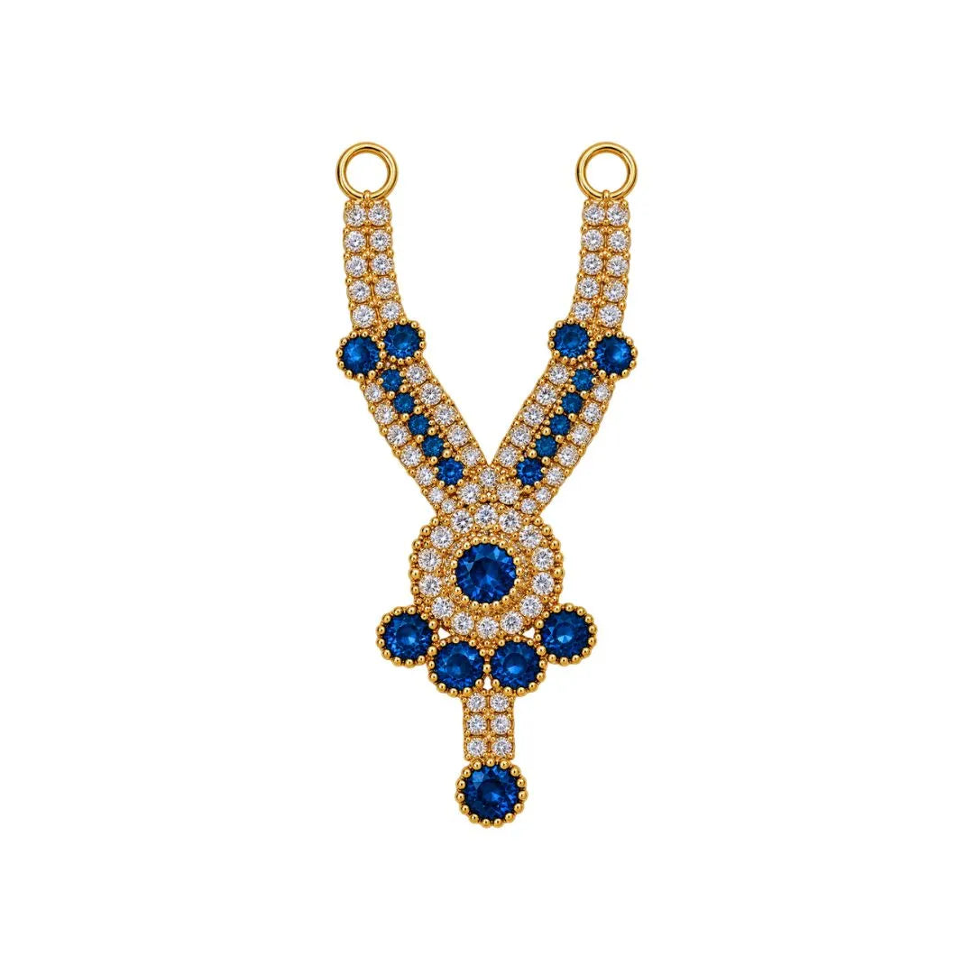 Blue & Gold Designer Stone Necklace for Laddu Gopal – 1.5 Inch