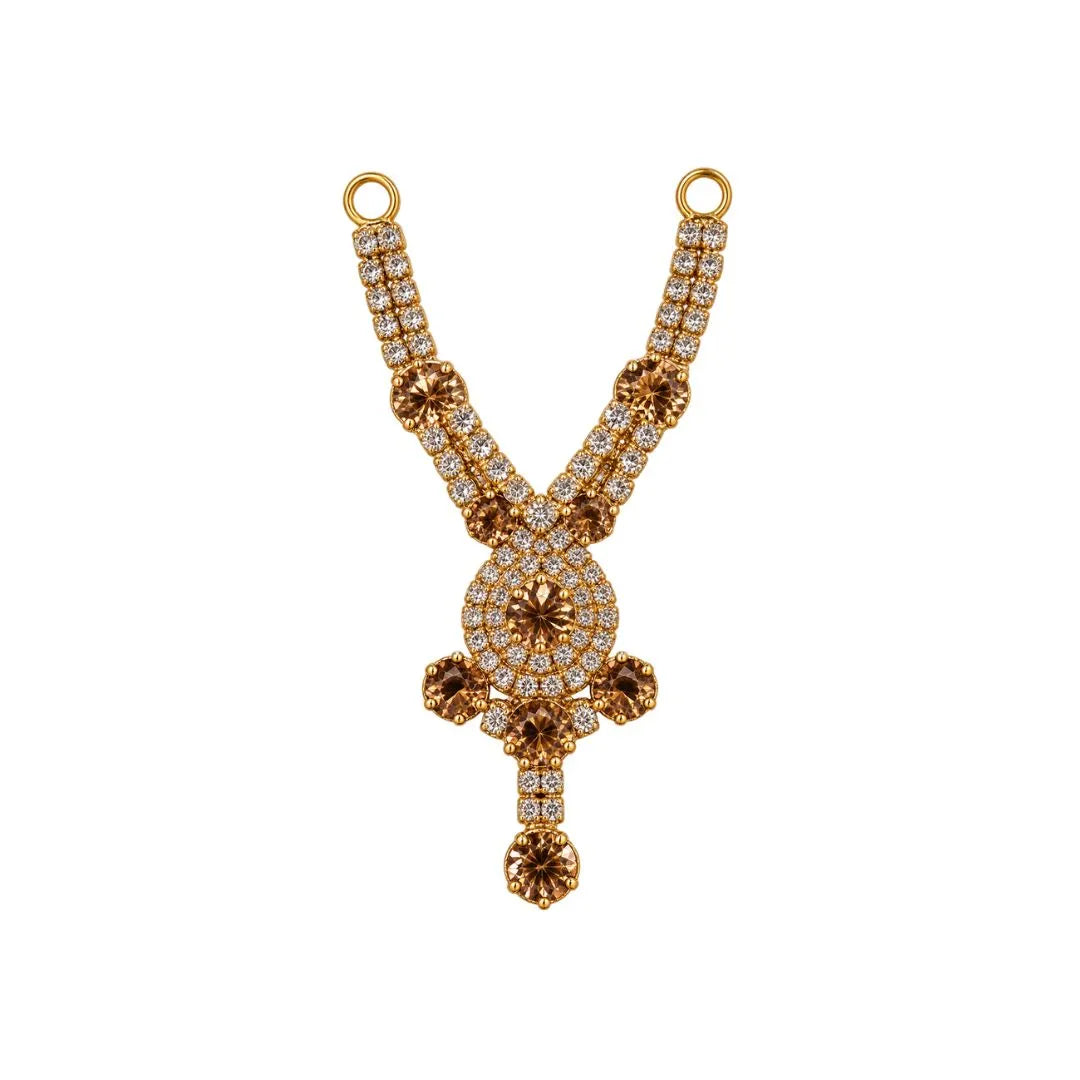 1.5 Inch Stone Kundan Necklace for Laddu Gopal - Golden Brown & White Stone Design