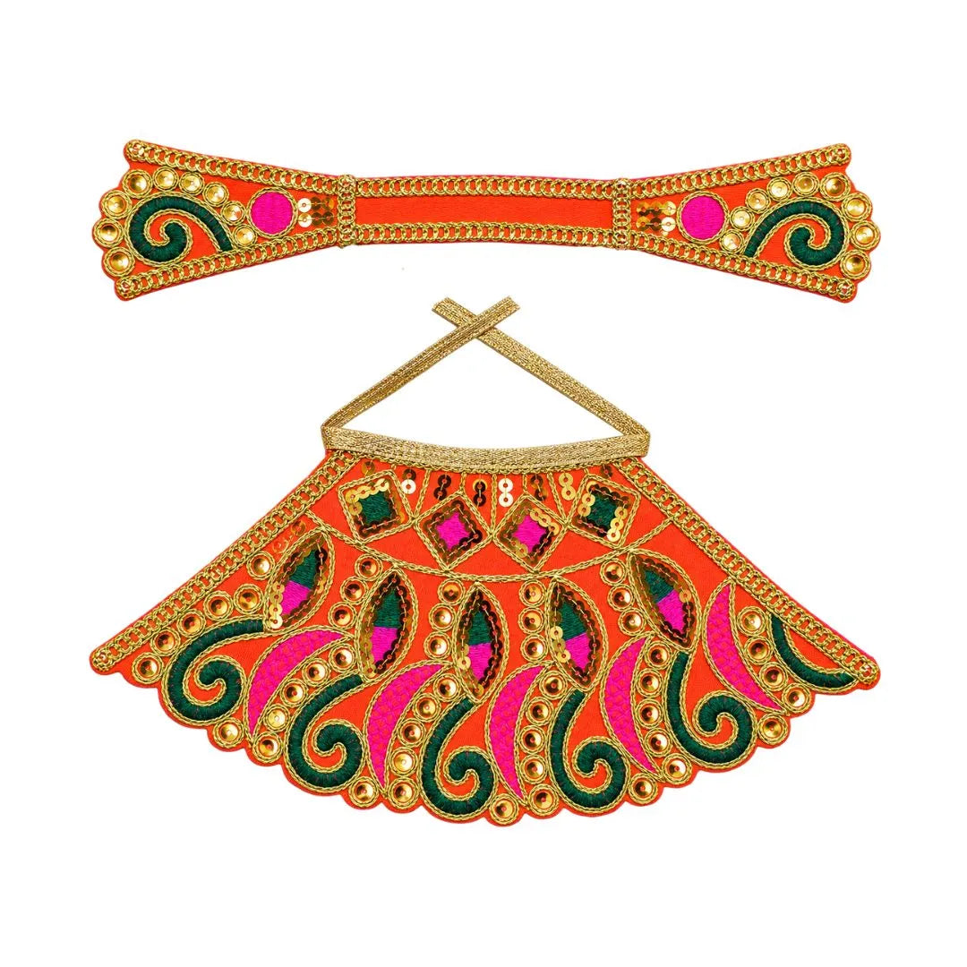 Handcrafted Red & Gold Mata Rani Dress Set for Navratri