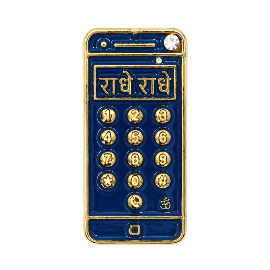 Radhe Radhe Dark Blue Gold Metal Toy Mobile for Laddu Gopal Ji - Lordkart