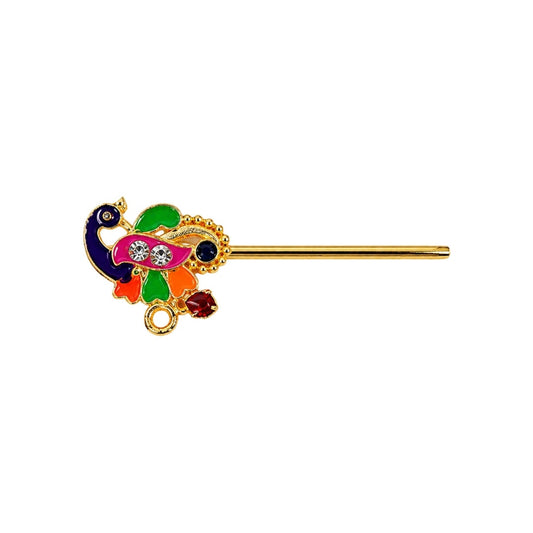 Royal Purple and Pink Peacock Design Krishna Flute with Red Accent