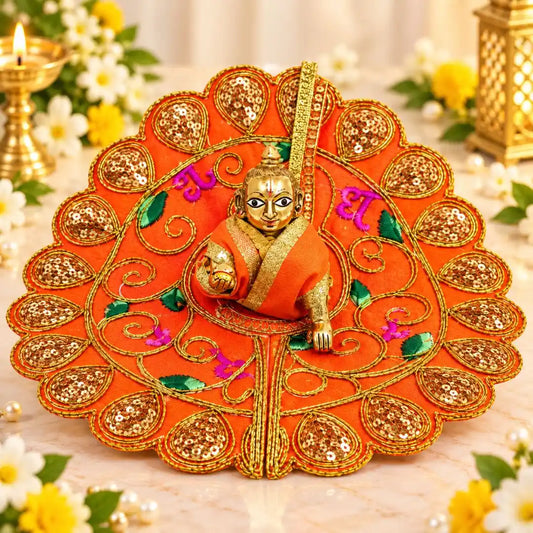 Orange Laddu Gopal Heavy Dress Festival Poshak For Thakur Ji