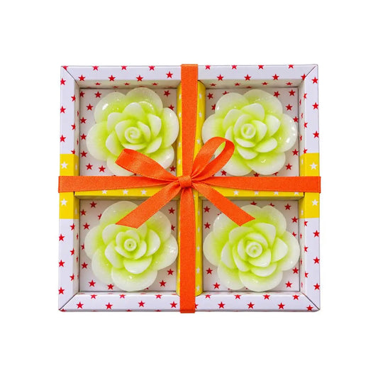 Handcrafted Rose-Shaped Scented Floating Candles – Gift Box Set of 4