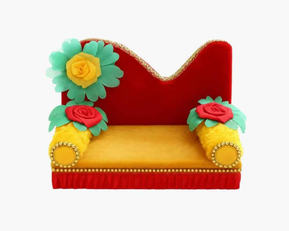 Designer Red Velvet Singhasan for Laddu Gopal