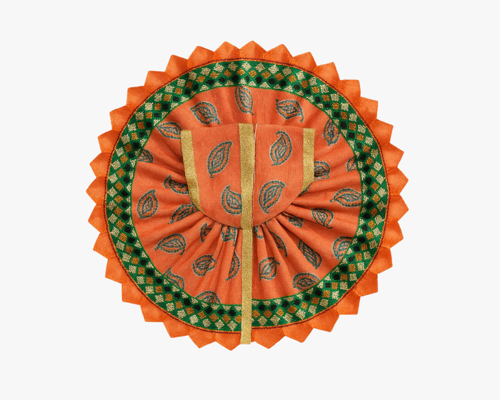 Leaf Printed Orange Summer Poshak for Bal Gopal Lordkart