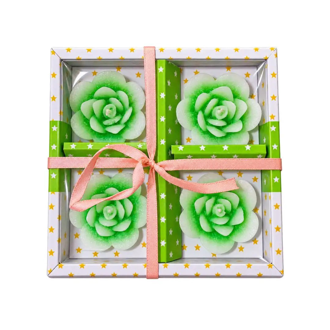 Handcrafted Rose-Shaped Scented Floating Candles – Set of 4