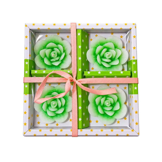 Handcrafted Rose-Shaped Scented Floating Candles – Set of 4