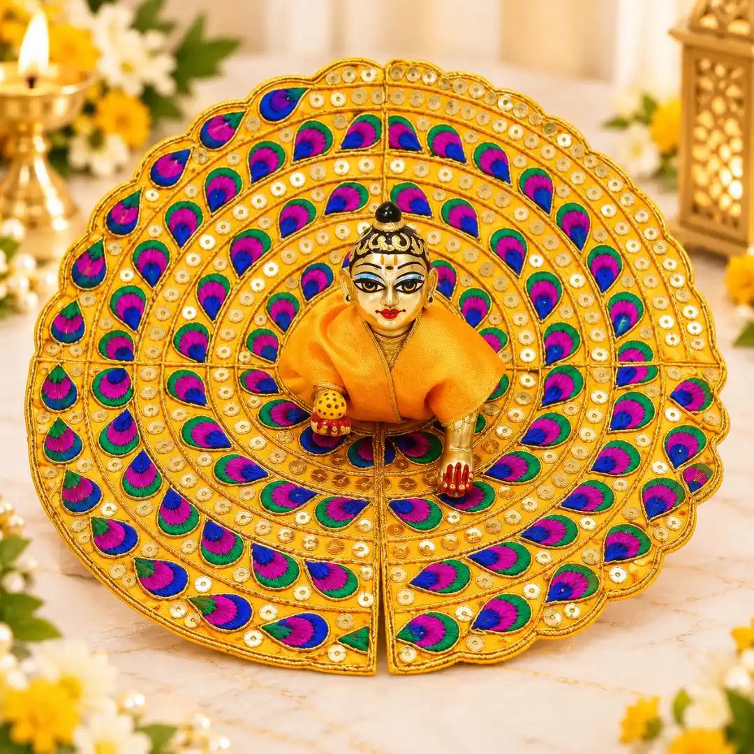 Meenakari Work Yellow Laddu Gopal Fancy Dress