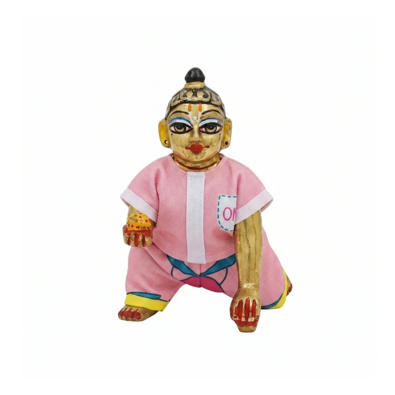 Beautiful Printed Pink Cotton Night Dress for Kanha Ji